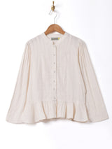 【2色展開】Emerald Motel スタンドカラー 長袖 ペプラムブラウス