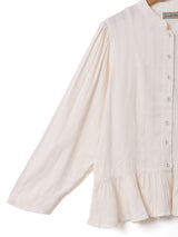 【2色展開】Emerald Motel スタンドカラー 長袖 ペプラムブラウス