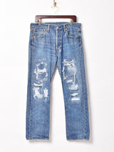 リメイク バングラディッシュ製 Levi's 501 ダメージデニムパンツ W35