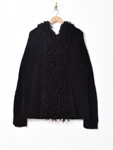 フード付き モールニットカーディガン