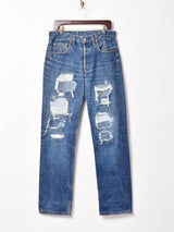 リメイク スペイン製 Levi's 501 ダメージデニムパンツ W33