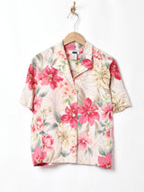 花柄 半袖オープンカラーシャツ