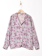 イタリア製 花柄 長袖 オープンカラーシャツ