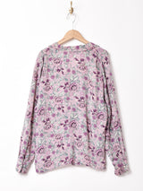 イタリア製 花柄 長袖 オープンカラーシャツ