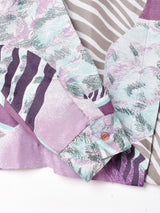 総柄 長袖 ボウタイブラウス