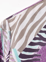 総柄 長袖 ボウタイブラウス