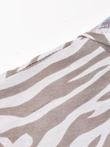 総柄 長袖 ボウタイブラウス