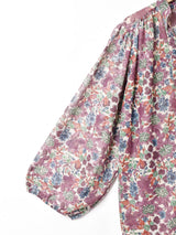 花柄 ボリュームスリーブ シアーブラウス