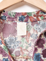 花柄 ボリュームスリーブ シアーブラウス