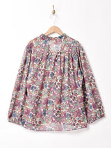 花柄 ボリュームスリーブ シアーブラウス