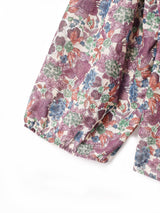 花柄 ボリュームスリーブ シアーブラウス