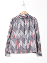 西ドイツ製 総柄 長袖 シアーシャツ