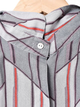 西ドイツ製 総柄 長袖 シアーシャツ