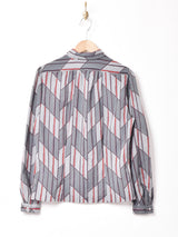 西ドイツ製 総柄 長袖 シアーシャツ