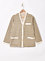 チェック柄 ノーカラーパジャマシャツ