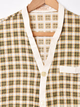 チェック柄 ノーカラーパジャマシャツ