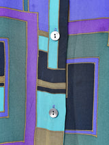 総柄 長袖 シルクシャツ