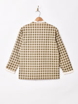 チェック柄 ノーカラーパジャマシャツ