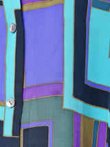 総柄 長袖 シルクシャツ