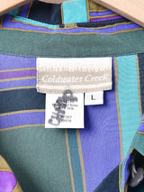 総柄 長袖 シルクシャツ