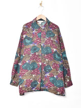 総柄 長袖 シルクシャツ