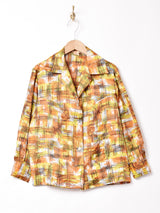 60's〜70's 総柄 長袖 オープンカラーシャツ