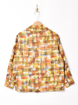 60's〜70's 総柄 長袖 オープンカラーシャツ