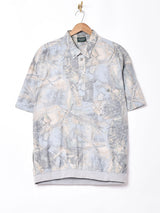 抽象柄 プルオーバー 半袖シャツ