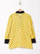 ドット柄 長袖 ボウタイブラウス