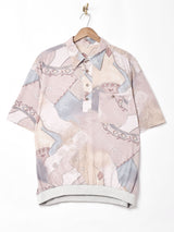 抽象柄 プルオーバー 半袖シャツ