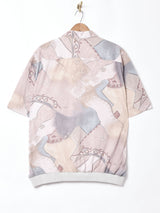 抽象柄 プルオーバー 半袖シャツ