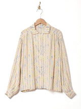 総柄 長袖 シルクシャツ