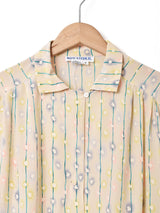 総柄 長袖 シルクシャツ