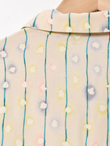 総柄 長袖 シルクシャツ