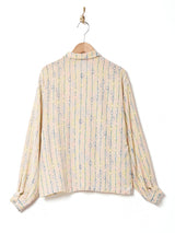 総柄 長袖 シルクシャツ