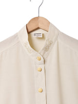 スタンドカラー 刺繍 長袖ブラウス