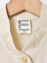 スタンドカラー 刺繍 長袖ブラウス