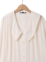 ビッグカラー プリーツ 長袖ブラウス