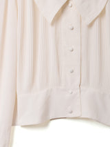 ビッグカラー プリーツ 長袖ブラウス