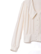 ビッグカラー プリーツ 長袖ブラウス