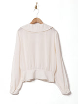 ビッグカラー プリーツ 長袖ブラウス