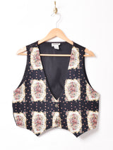 織り花柄 ベスト