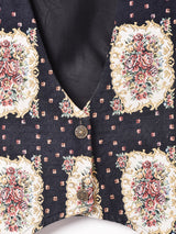 織り花柄 ベスト