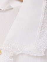 レース 刺繍 長袖 シャツワンピース