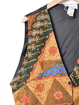 総柄 ビーズ装飾 ベスト