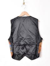 総柄 ビーズ装飾 ベスト