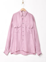 ワンポイント 長袖 シルクシャツ