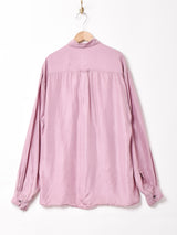 ワンポイント 長袖 シルクシャツ