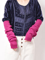 ニット アームウォーマー ビビットピンク