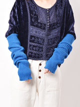ニット アームウォーマーブルー
